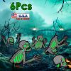 Halloween Skeleton Yard Sign Decorations 6Pcs Glow in the Dark Halloween Skull Fluorescence Lawn Garden Sign with 12 Stakes for Haunted House Garden Y