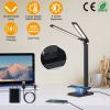 Double Head Desk Lamp with Wireless Charging USB Charging Port 5 Color 5 Brightness Eye-Caring Flexible Reading Lamp Foldable Time Setting Table Worki