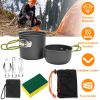 8Pcs Camping Cooking Ware Set Camping Stove Cookware Set Aluminum Pot Foldable Knife Fork Spoon Set for Hiking Picnic Outdoor