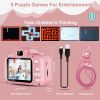 iMounTEK Kids Digital Camera w/ 2.0” Screen 12MP 1080P FHD Video Camera 4X Digital Zoom Games 32GB Card Supported Shockproof Child Camcorder for 3-10