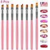 8PCS Nail Art Brush 3D Bloom Flower Painting Pen Set UV Gel Flower Drawing Manicure Nail Art Polish Brush For Professional Salon and Home DIY