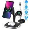4 in 1 Magnetic Wireless Charging Station Dock Charger 15W Fast Charging Stand Nightlight Fit for iPhone 14 13 12 Pro Pro Max Mini iWatch 7 6 5 4 3 2