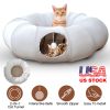 Indoor Cat Tunnel Bed with Interactive Hanging Ball Circle Cat Tunnel Cooling Fabric Central Soft Mat Flexible Design Foldable Tunnel for Cats Puppy