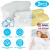 2 Pack Orthopedic Memory Foam Pillows with Cooling Case Neck Support Pillows with Machine Washable Case for Side Back Stomach Sleepers