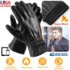 Men’s Leather Winter Gloves Touchscreen Outdoor Windproof Cycling Skiing Warm Gloves