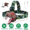 Dinosaur Headlamp Kids Headlight Dinosaur Flashlight with Realistic Roar Sound 4 Modes Adjustable Headband Kid Camping Gear Unique Gifts for Boys