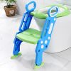 Potty Training Toilet Seat w/ Steps Stool Ladder For Children Baby Splash Guard Foldable Toilet Trainer Chair Height Adjustable Pedal Anti-Slip Feet 1