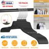 10 Pack Clothes Hangers Non-Slip Notched Space-Saving Plastic Clothing Hangers for Shirt Suit Coat Home Store Use