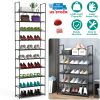 10 Tiers Shoe Rack Space-Saving 25-30Pairs Tall Shoe Shelf 23.03x10.82x72.83Inches Non-Woven Fabric Vertical Shoe Organizer For Hallway Entryway Close