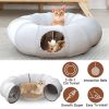 Indoor Cat Tunnel Bed with Interactive Hanging Ball Circle Cat Tunnel Cooling Fabric Central Soft Mat Flexible Design Foldable Tunnel for Cats Puppy