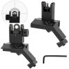 45 Degree Offset Rear Front Flip Up Sights Fiber Optics Aluminum Sights Tactical Folding Back Up Sight Set with Red Green Dots Fit Picatinny Weaver Ra