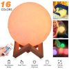 Moon Lamp 3D Printed Night Light 16 Colors Decorative Moon Light Touch Remote Control 3.15in