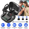 True Wireless Earbuds TWS Stereo Earphones In-Ear Wireless V5.0 Headsets with LED Display Magnetic Charging Case Built-in Mic with Deep Bass IPX5 Wate
