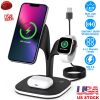 4 in 1 Magnetic Wireless Charging Station Dock Charger 15W Fast Charging Stand Nightlight Fit for iPhone 14 13 12 Pro Pro Max Mini iWatch 7 6 5 4 3 2