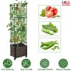 62.99IN Raised Garden Bed Planter Box with Trellis Wheels Self-Watering Vertical Raised Planter Box Crater for Climbing Plants Vegetable Vine Flowers