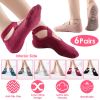 6 Packs Women Yoga Socks with Straps Non-Slip Grips for Pilates Pure Hospital Walking Dance Indoor