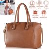Women’s Soft Leather Handbag Tote Bags Large Shoulder Crossbody Bag 7 Cells Zipper Purse Handle Bag Phone Book Cosmetic Case for Office Lady Student