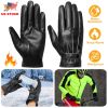 Men’s Leather Winter Gloves Touchscreen Outdoor Windproof Cycling Skiing Warm Gloves