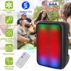 Portable Wireless Party Speaker 8in Colorful Lights DJ PA System with TWS Function FM Radio USB MMC Card Reading Aux In Recording Function Mic