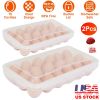 2Pcs Plastic Egg Holder Stackable Egg Storage Box Egg Rack for Refrigerator 18 Cavity Per Container Dishwasher Safe