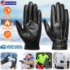 Men’s Leather Winter Gloves Touchscreen Outdoor Windproof Cycling Skiing Warm Gloves