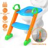 Potty Training Toilet Seat w/ Steps Stool Ladder For Children Baby Foldable Splash Guard Toilet Trainer Chair Anti-slip Feet Pedal Handle 132LBS Max L