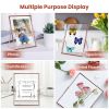 2Pcs Standing Rose Gold Metal Picture Frames 5x7IN 8x10IN Vertical Tabletop Floating Photo Frame Double-Glazed Glass Pressed Flower Frame for Home Dec