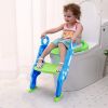 Potty Training Toilet Seat w/ Steps Stool Ladder For Children Baby Splash Guard Foldable Toilet Trainer Chair Height Adjustable Pedal Anti-Slip Feet 1