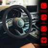 Steering Wheel Cover 14.5in-15in Diameter Universal Fiber Leather Car Steering Wheel Protector Breathable Anti-Slip Odor Free