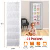Over the Door Shoes Rack 24-Pocket Crystal Clear Organizer 6-Layer Hanging Storage Shelf for Shoes Slippers Small Toys Closet Cabinet