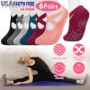 6 Packs Women Yoga Socks with Straps Non-Slip Grips for Pilates Pure Hospital Walking Dance Indoor