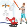2 In 1 Water Sprinkler Baseball Helicopter Toy for Kids 360°Rotating Water Tee Ball Set for Backyard Lawn Pool Party Outdoor Summer Game for 3+ Years