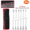 12Pc 8-19mm Metric Combination Wrench Flexible Head Ratchet Wrench Set Spanner Tool Set