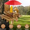 Squirrel Feeder Wooden Squirrel Picnic Table with Umbrella Two Thick Benches for Outside
