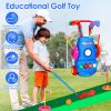 Toddler Golf Set with 4 Balls 4 Clubs 2 Holes 2 Flags Golf Cart Indoor Outdoor Golf Game Gift For 3-5 Years Old Kids