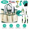 13Pcs Garden Tool Set Aluminum Alloy Gardening Hand Tools Starter Kit With Garden Bag Heavy Duty Outdoor Hand Tools With Non-Slip Ergonomic Handle For