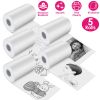 5 Rolls Regular Printer Paper Plate Mini Thermal Printing Paper White Mini Printer Photo Paper Fit for Wireless Thermal Mini Printer 57x25mm