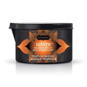 KAMA SUTRA Ignite Massage Candle with Coconut Oil and Soy Based Wax-Free Formula – Tropical Mango Scented, 6 oz/170 g
