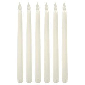 Wyzworks Indoor/Outdoor Unscented 1" x 1" Wax Taper Candles, 6-Pieces, White