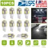 10Pcs 12V T10 LED Light Bulb Wedge Base Interior Dome Map LED Lights License Plate Trunk Side Positioning Lights 6000K White