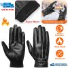 Men’s Leather Winter Gloves Touchscreen Outdoor Windproof Cycling Skiing Warm Gloves