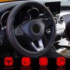 Steering Wheel Cover 14.5in-15in Diameter Universal Fiber Leather Car Steering Wheel Protector Breathable Anti-Slip Odor Free