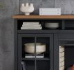 Bridgevine Home Essex 74 inch Fireplace TV Stand Console for TVs up to 85 inches, Black and Whiskey Finish