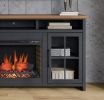Bridgevine Home Essex 74 inch Fireplace TV Stand Console for TVs up to 85 inches, Black and Whiskey Finish