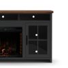 Bridgevine Home Essex 74 inch Fireplace TV Stand Console for TVs up to 85 inches, Black and Whiskey Finish