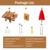 Squirrel Feeder Wooden Squirrel Picnic Table with Umbrella Two Thick Benches for Outside