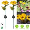 2Pcs Solar Powered Sunflower Lights 10 LED Decorative Stake Lamp IP65 Waterproof Pathway Landscape Lights For Garden Patio Yard Walkway