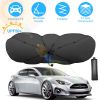 57x33In Foldable Car Sun Umbrella Universal Sun Blocker Shield Shade Silver Titanium Sun Protector with Carry Bag for Car Truck SUV
