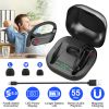 True Wireless Earbuds TWS Stereo Earphones In-Ear Wireless V5.0 Headsets with LED Display Magnetic Charging Case Built-in Mic with Deep Bass IPX5 Wate
