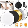 42.5In 5 In 1 Photography Round Light Reflector Collapsible Multi Disc Light Diffuser w/ Storage Bag Translucent Silver Gold White Black 5 Colors Refl